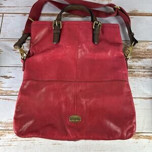 Fossil Saddle Bag XL Reddish w/ Red OT Leather Super Duty 15” x 16"